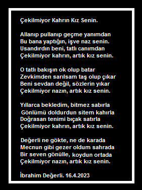 Çekilmiyor Kahrın Kız Senin